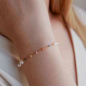 Enamel - Lola Perla armbånd med perler i forgyldt billede 2
